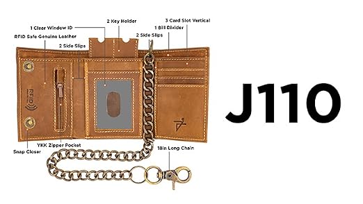 Amazon.com: Chain Wallets for Men Biker Chains Top-Grain Cow